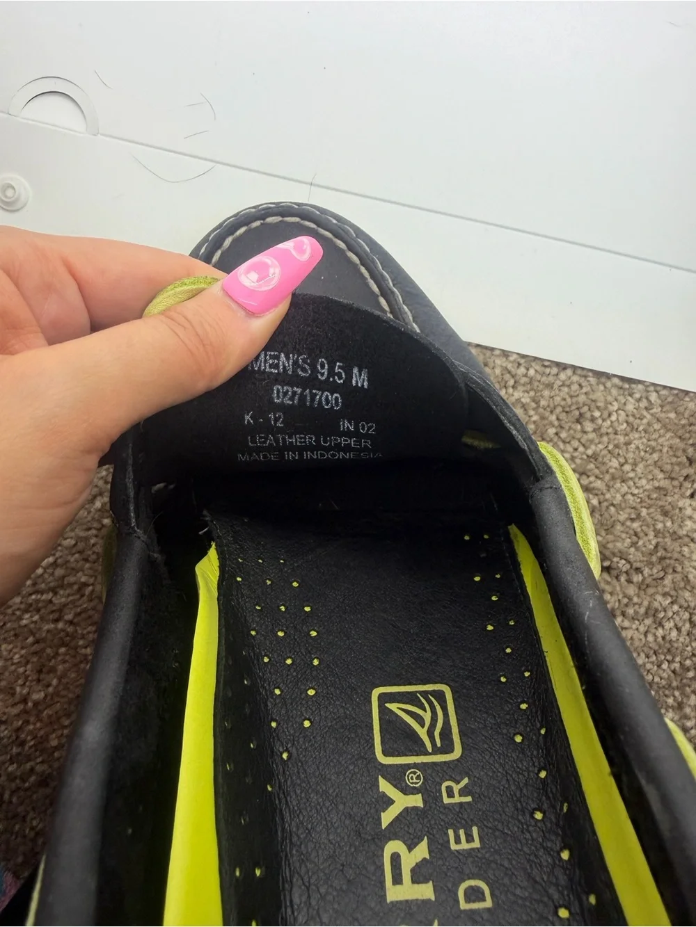 Sperry Men’s Black Boat Shoes with Neon Yellow Accents
